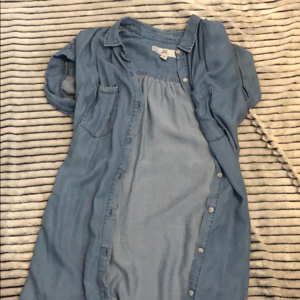 Blue button down dress